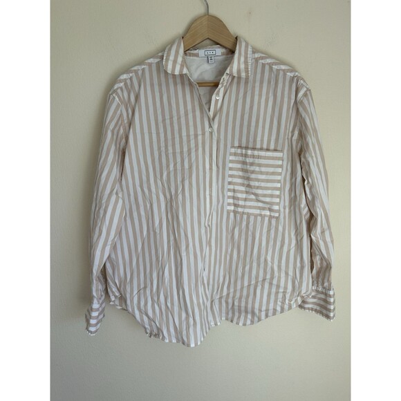 AYR The Deep End Women's Button Down Shirt Aperitif Stripe Casual Women's L - Picture 1 of 6